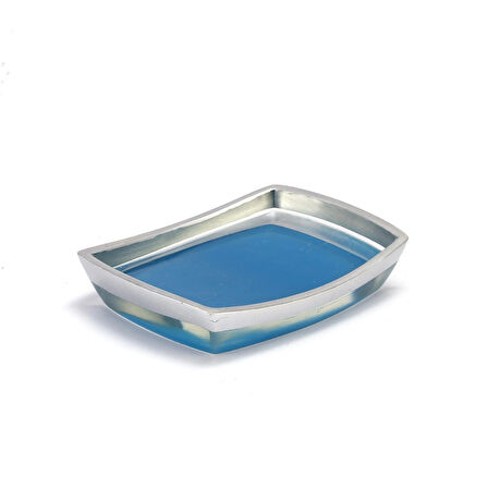 SABUNLUK GRİ MAVİ POLİRESİN 14X10X2CM BANYO SETİ  