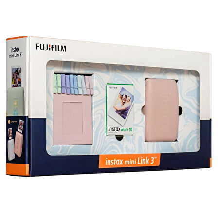 Instax Mini Link 3 Pembe Akıllı Telefon Yazıcısı Bundle Box