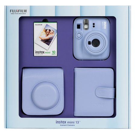 Instax mini 13 Mavi Fotoğraf Makinesi 10'lu Film Kare Albüm ve Deri Kılıf Bundle Box