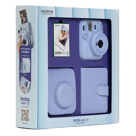 Instax mini 13 Mavi Fotoğraf Makinesi 10'lu Film Kare Albüm ve Deri Kılıf Bundle Box