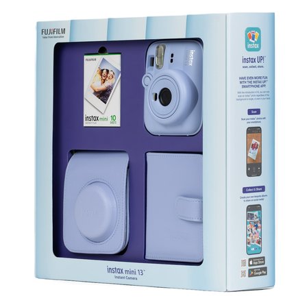 Instax mini 13 Mavi Fotoğraf Makinesi 10'lu Film Kare Albüm ve Deri Kılıf Bundle Box