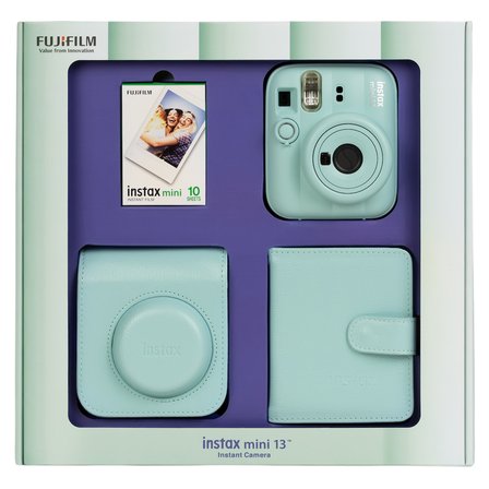 Instax mini 13 Yeşil Fotoğraf Makinesi 10'lu Film Kare Albüm ve Deri Kılıf Bundle Box