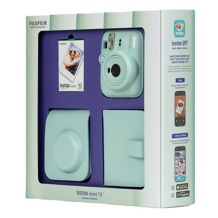 Instax mini 13 Yeşil Fotoğraf Makinesi 10'lu Film Kare Albüm ve Deri Kılıf Bundle Box