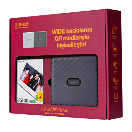 Instax Link Wide Gri Akıllı Telefon Yazıcısı Bundle Box