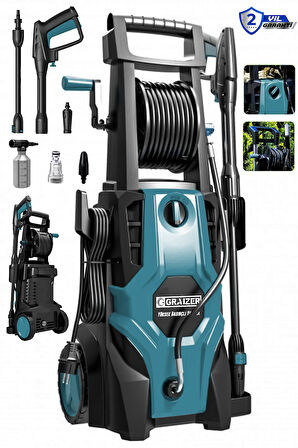 Graizer Alman 180 Bar Daflong Series Musluk Ve Kovadan Çekme Yüksek Basınçlı Bahçe Oto Yıkama Makinesi Mavi