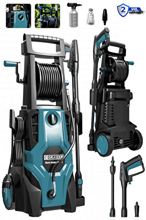 Graizer Alman 180 Bar Daflong Series Musluk Ve Kovadan Çekme Yüksek Basınçlı Bahçe Oto Yıkama Makinesi Mavi