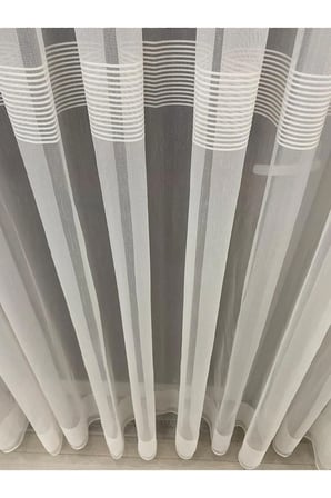 Ebru Bantlı 1/2,5 Orta Pileli Tül Perde Kırık Beyaz Renk