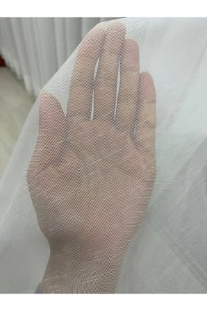 Ebru Bantlı 1/2,5 Orta Pileli Tül Perde Kırık Beyaz Renk
