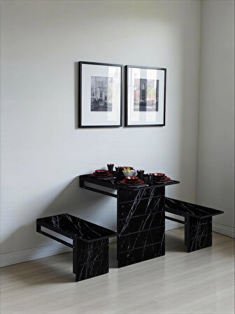 Firuze Duvara Monte Katlanabilir 2 Tabureli Pratik Yemek Masası Balkon Masası