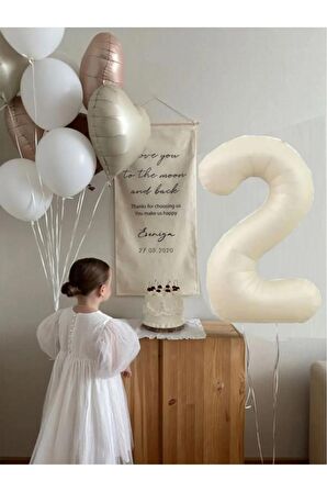 2 Yaş Folyolu Krem Karamel Folyo Balon Seti
