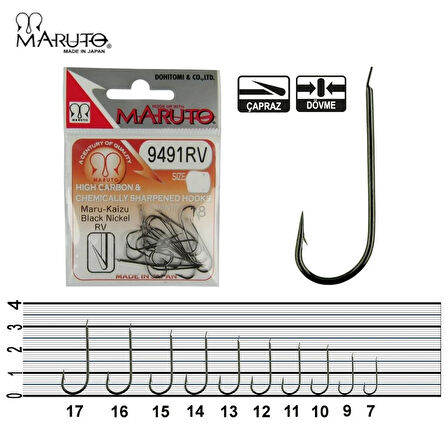 Maruto 9491RV Maru-Kaizu Çapraz Olta İğnesi Black Nickel-NO:14