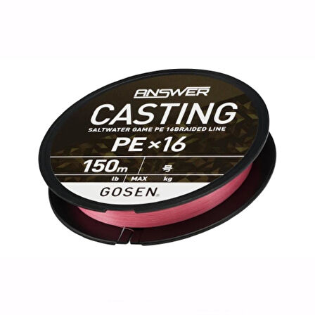 Gosen X16 Casting Answer PE 16 Örgü Spin İpi PİNK-150 MT-0,205 MM