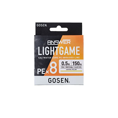 Gosen Answer Light Game PEx8 Örgü LRF İpi Coctail Yellow-150 MT-PE 0.4
