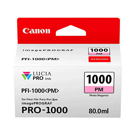 PlotterSarf® Canon PFI-1000 PM (Photo Magenta ) Fotoğraf Kırmızı A2 Yazıcı Orijinal Mürekkep Kartuş 80 ml. (0551C001)