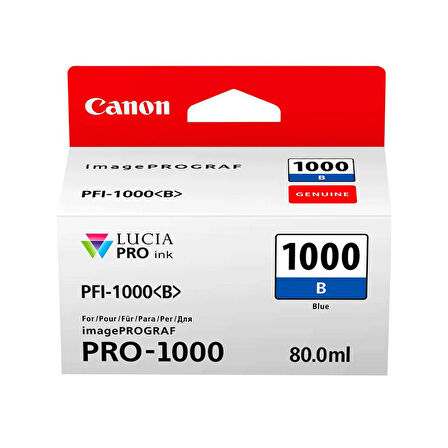 PlotterSarf® Canon PFI-1000 B (Blue) Mavi A2 Yazıcı Orijinal Mürekkep Kartuş 80 ml. (0555C001)