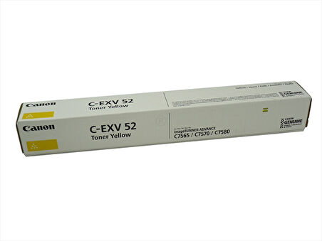 Canon C-EXV 52 Sarı Toner Orjinal, C 7565, C 7570, C 7580, 1001C002AA