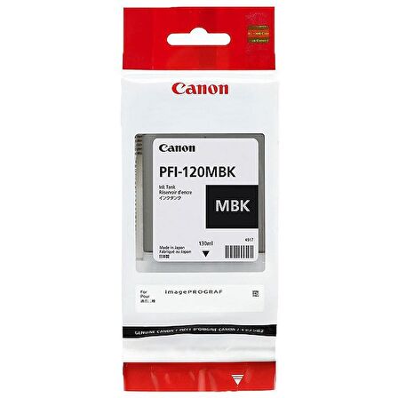 Feyza Bilişim® Canon PFI-120 MBK (Matt Black) Matt Siyah Plotter Orijinal Mürekkep Kartuş 130 ml. (2884C001)