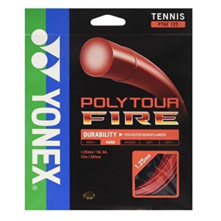 YONEX POLY TOUR FIRE 125 (12 m) TENİS KORDAJ-Kırmızı Monofilament