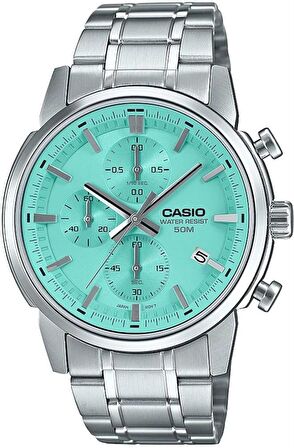 CASIO MTP-E510D-2AVDF TURKUAZ KADRAN ÇELİK ERKEK KOL SAATİ