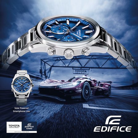 Casio Erkek Kol Saati EQB-1300D-2A Lacivert Çelik Kasa Mineral Cam 39,5 mm 10 ATM Quartz Mekanizma