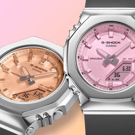 Casio GM-S2110SR-1ADR Kadın Kol Saati Pembe Siyah Plastik Kasa Analog - Dijital 20 ATM Su Geçirmezlik