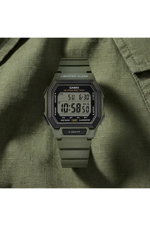 Casio W-738H-3AVDF Erkek Kol Saati Dijital Silikon Kordon Haki 10 ATM