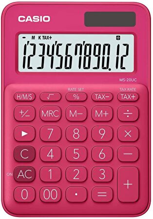 Casio MS-20UC-RD 12 Hane Koyu Pembe Masa Üstü Hesap Makinesi