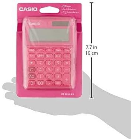 Casio MS-20UC-RD 12 Hane Koyu Pembe Masa Üstü Hesap Makinesi