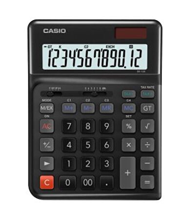 Casio DE-12E-BK Siyah 12 Hane Masa Üstü Ergonomik Tuşlu Hesap Makinesi