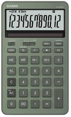 Casio JW-200DQ-GN 12 Hane Puslu Yeşil Masa Üstü Hesap Makinesi