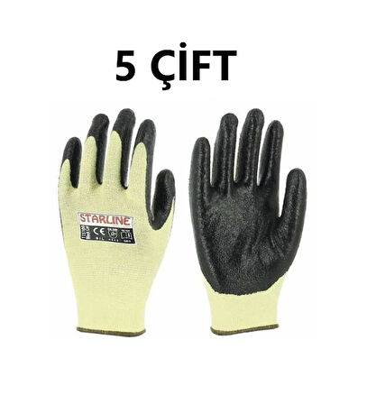 5 Çift Nitril Kaplamalı Aramid Eldiven Starline E-115100 4231b X2xxxx (P) Beden 8