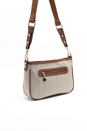 Silver Polo  Kadın Çapraz Çanta 1160-45499 SILVER POLO ÇAPRAZ Kadın ÇANTASI M132 BEJ-MAT TABA