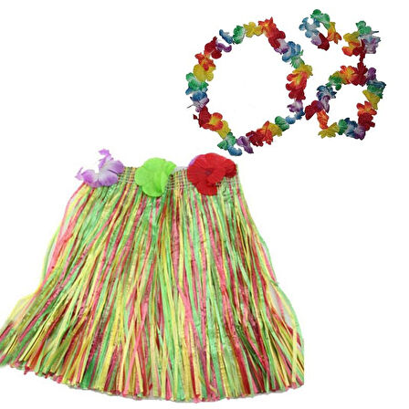 Luau Aloha Hawaii  Kolye Etek Taç Ve Bileklik Seti (4549)