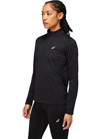 Asics 2012C343-001 Core Ls 1/2 Zip Wntr Fermuarlı Normal Kalıp Düz Siyah Kadın Sweatshirt