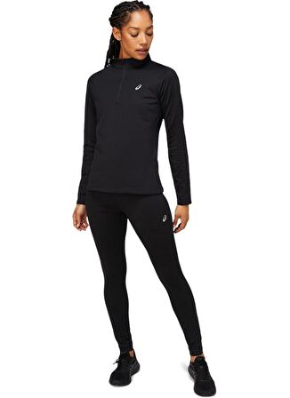 Asics 2012C343-001 Core Ls 1/2 Zip Wntr Fermuarlı Normal Kalıp Düz Siyah Kadın Sweatshirt