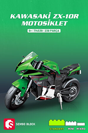 Sembo Block Kawasaki ZX-10R Motosiklet Yapı Bloğu Seti 238 Parça 