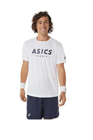 Asics Court Tennis Graphic Tee Erkek Beyaz Tenis Tişört