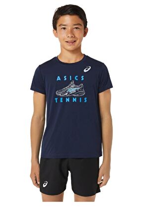 Asics Tennis Graphic SS Top Lacivert Erkek Çocuk Tenis Tişört