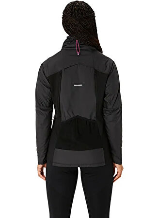 2012C855-001 WINTER RUN JACKET Siyah - Gri Kadın Fermuarlı Yaka Normal Kalıp  Ceket