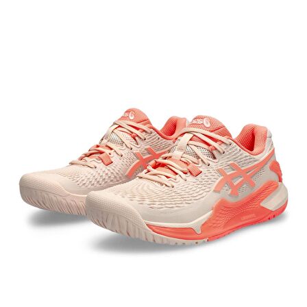 Asics Gel-Resolution 9 Krem/Mercan Kadın Tenis Ayakkabısı