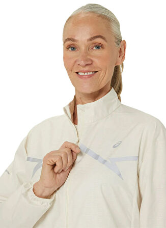 2012C862-200LITE-SHOW JACKET Bej Kadın Hakim Yaka  Regular Fit Desenli Zip Ceket