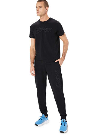 2031E189-002 ASICS LOGO SWEATPANT Siyah Erkek  Lastikli Paça  Normal Kalıp  Eşofman Altı