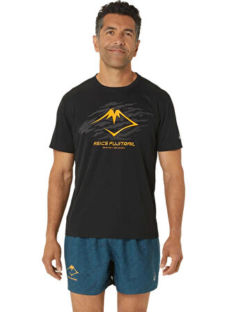 2011C981-001FUJITRAIL LOGO SS TOP Siyah Erkek Bisiklet Yaka Regular Fit Baskılı T-Shirt