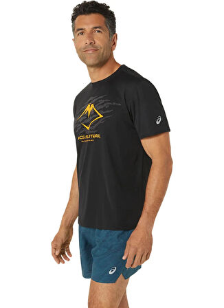 2011C981-001FUJITRAIL LOGO SS TOP Siyah Erkek Bisiklet Yaka Regular Fit Baskılı T-Shirt