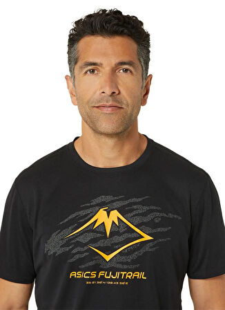 2011C981-001FUJITRAIL LOGO SS TOP Siyah Erkek Bisiklet Yaka Regular Fit Baskılı T-Shirt