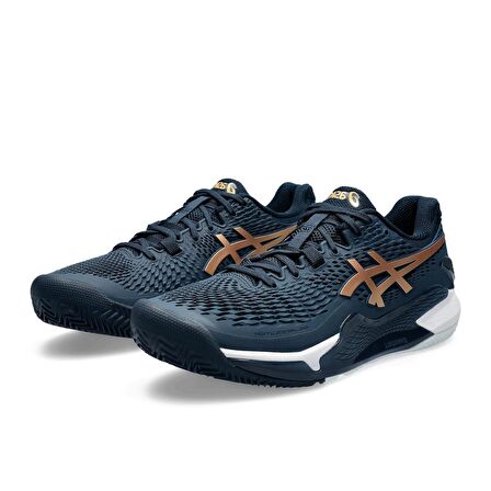 Asics Gel-Resolution 9 Clay Lacivert/Altın Erkek Tenis Ayakkabısı