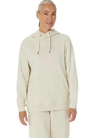2032C845-200 ASICS LOGO OTH HOODIE Bej Kadın Kapüşon Yaka Normal Kalıp  Sweatshirt