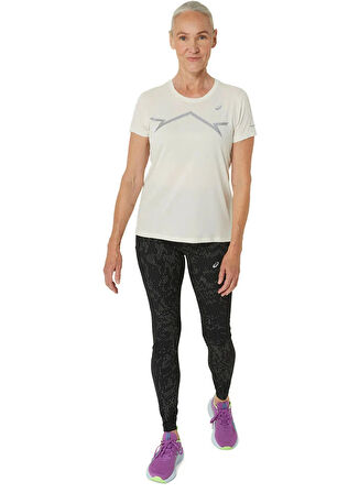 2012C938-200LITE-SHOW SS TOP Bej Kadın Bisiklet Yaka Regular Fit Baskılı T-Shirt