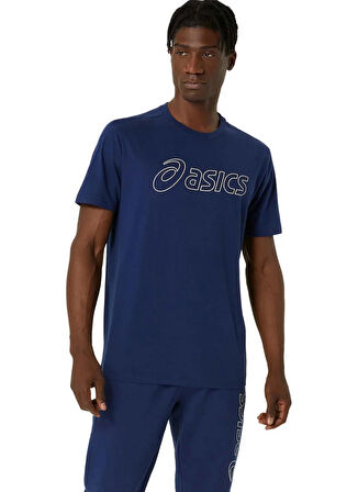 2031E188-402 ASICS LOGO SS TEE Mavi Erkek Yuvarlak Yaka Normal Kalıp  T-Shirt