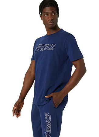 2031E188-402 ASICS LOGO SS TEE Mavi Erkek Yuvarlak Yaka Normal Kalıp  T-Shirt